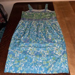 MISSLOOK Lightweight Sleeveless Pullover Dress Womens XL Blue/Green Casual Beach